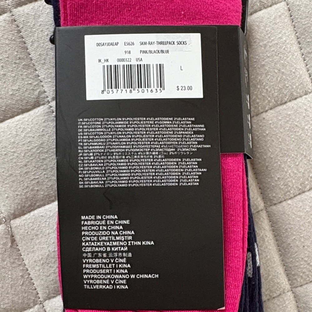 Diesel Unisex Black, Pink, and Blue Socks Trio - Picture 4 of 5